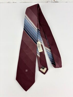 Givenchy Monsieur Maroon Red Blue Silk Blend Neck Tie